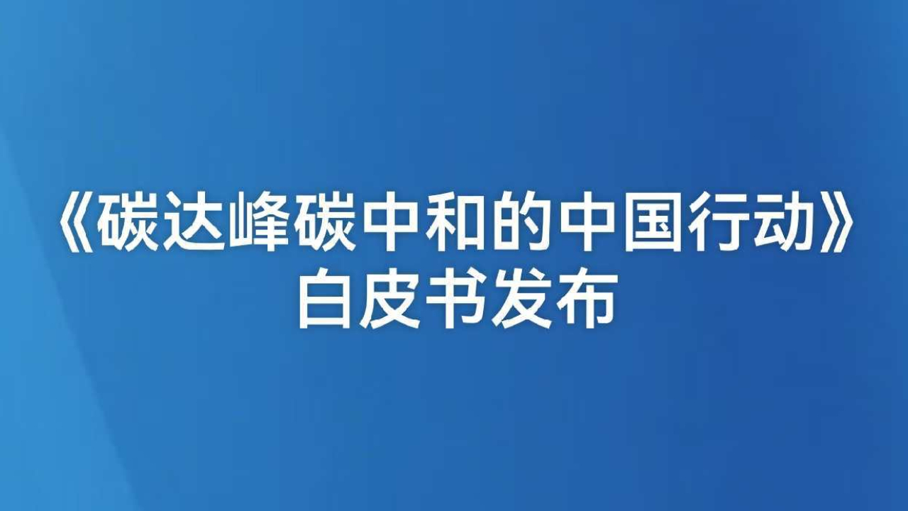 《碳达峰碳中和的中国行动》白皮书发布