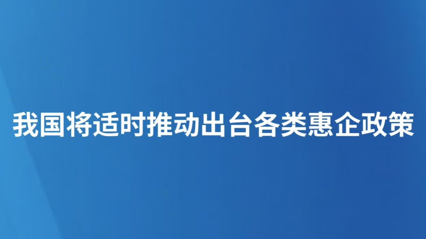 我国将适时推动出台各类惠企政策