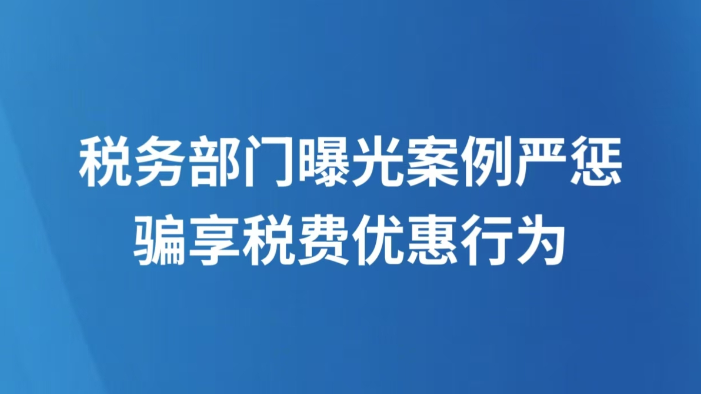 税务部门曝光案例严惩骗享税费优惠行为