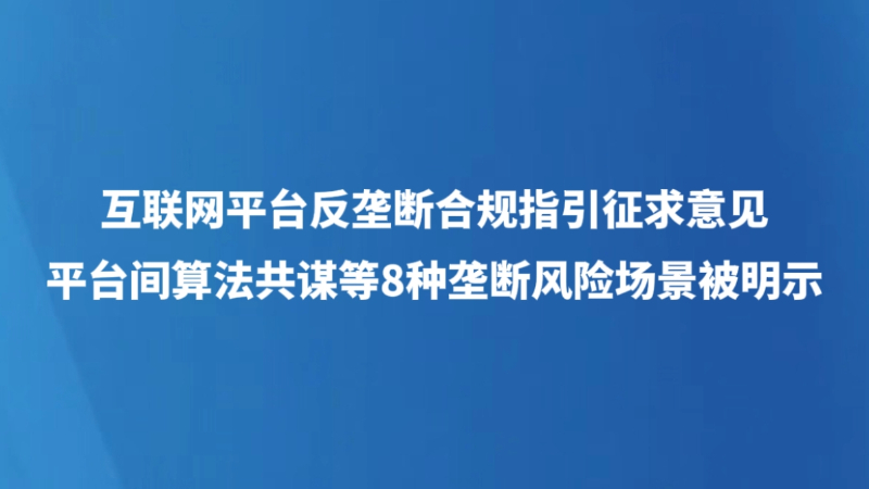 平台间算法共谋等8种垄断风险场景被明示