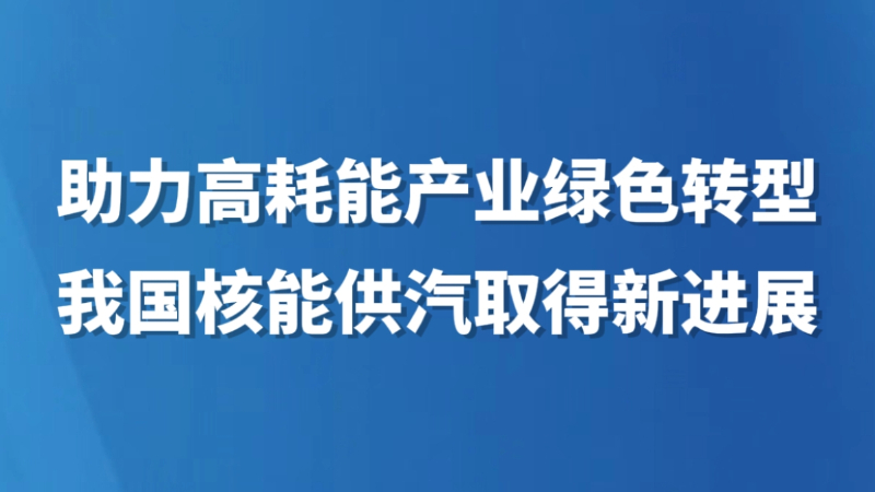 助力高耗能产业绿色转型 我国核能供汽取得新进展