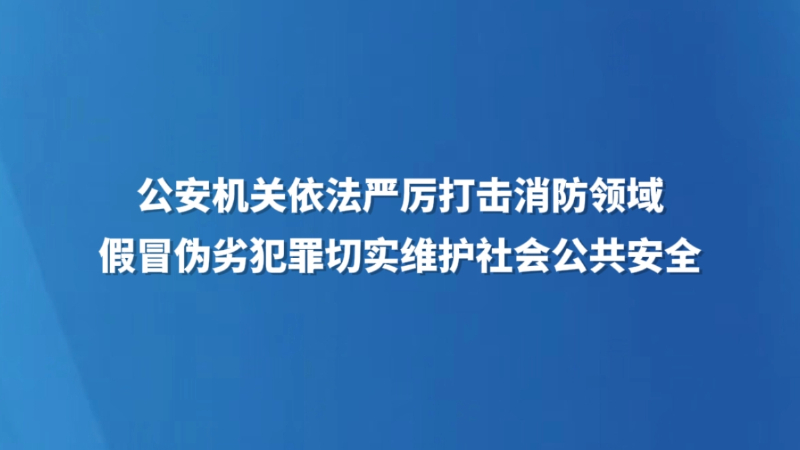 公安机关依法严厉打击消防领域假冒伪劣犯罪切实维护社会公共安全