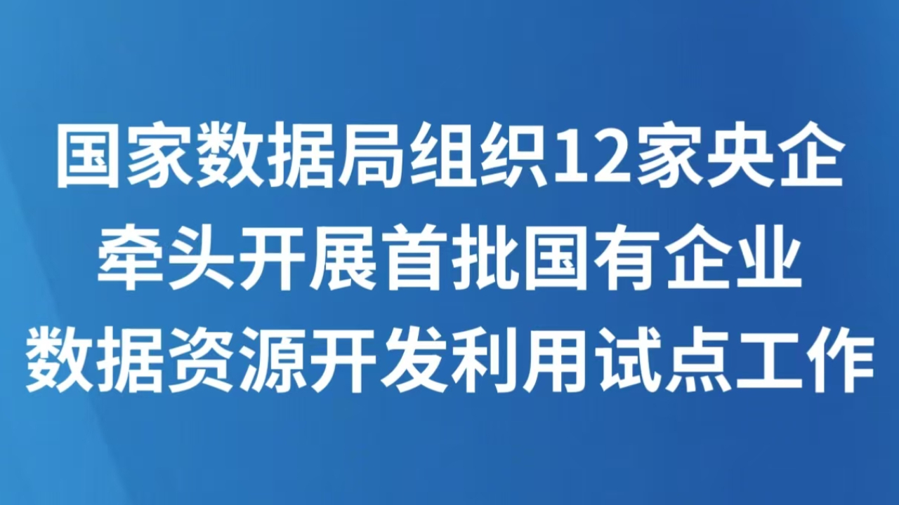 国家数据局组织12家央企牵头开展首批国有企业数据资源开发利用试点工作