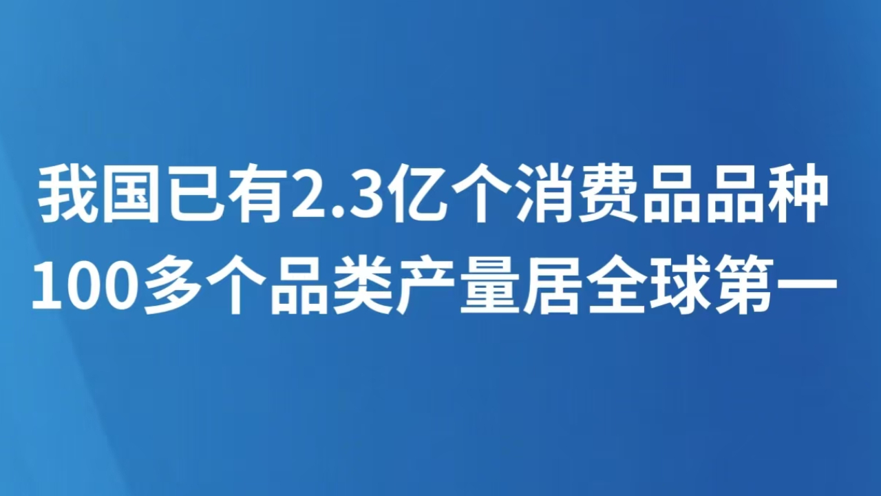 我国已有2.3亿个消费品品种 100多个品类产量居全球第一