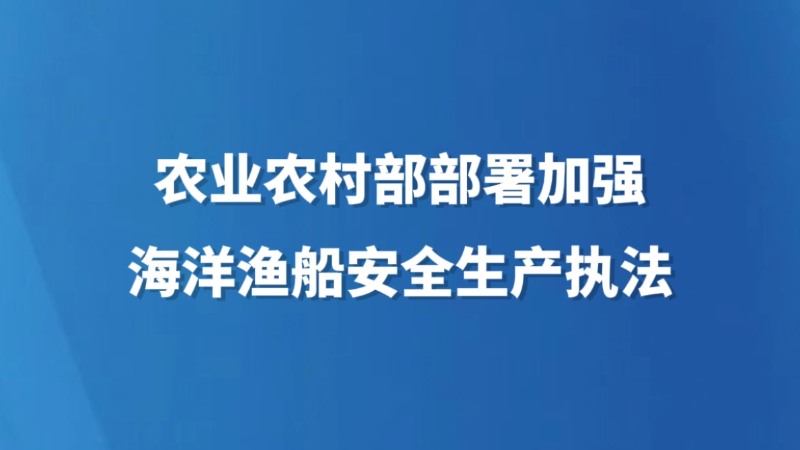 农业农村部部署加强海洋渔船安全生产执法