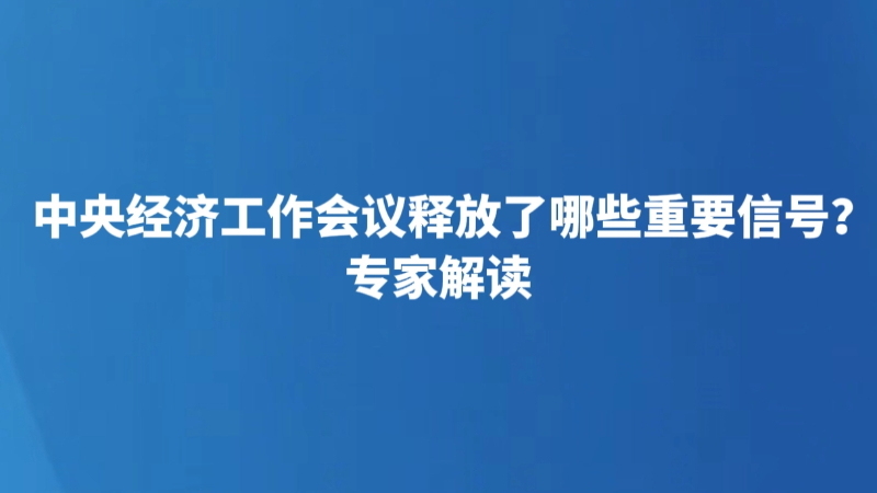 中央经济工作会议释放了哪些重要信号？专家解读
