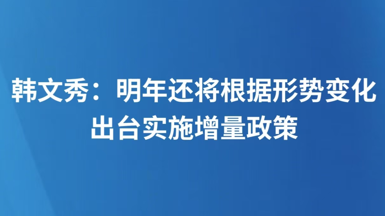 韩文秀：明年还将根据形势变化出台实施增量政策