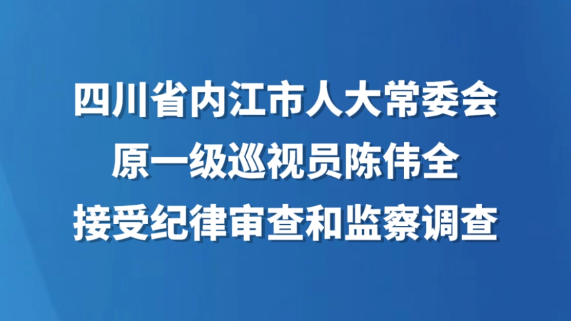 四川省内江市人大常委会原一级巡视员陈伟全接受纪律审查和监察调查