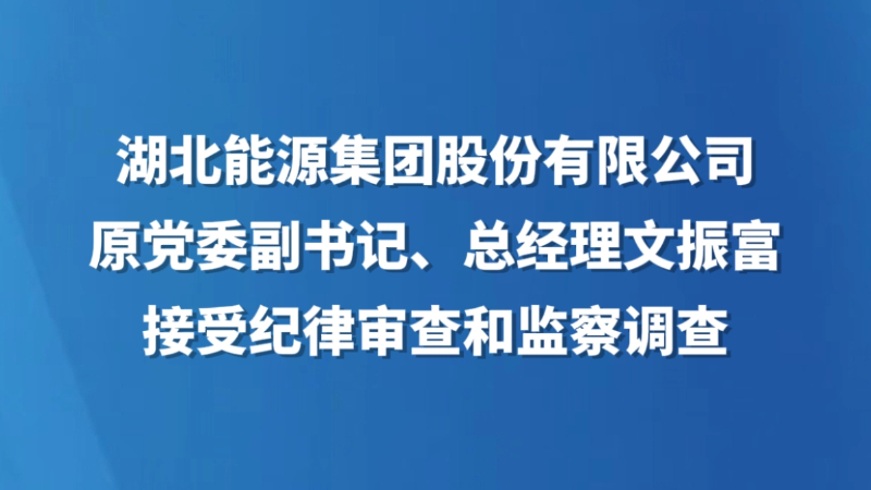 湖北能源集团股份有限公司原党委副书记、总经理文振富接受纪律审查和监察调查