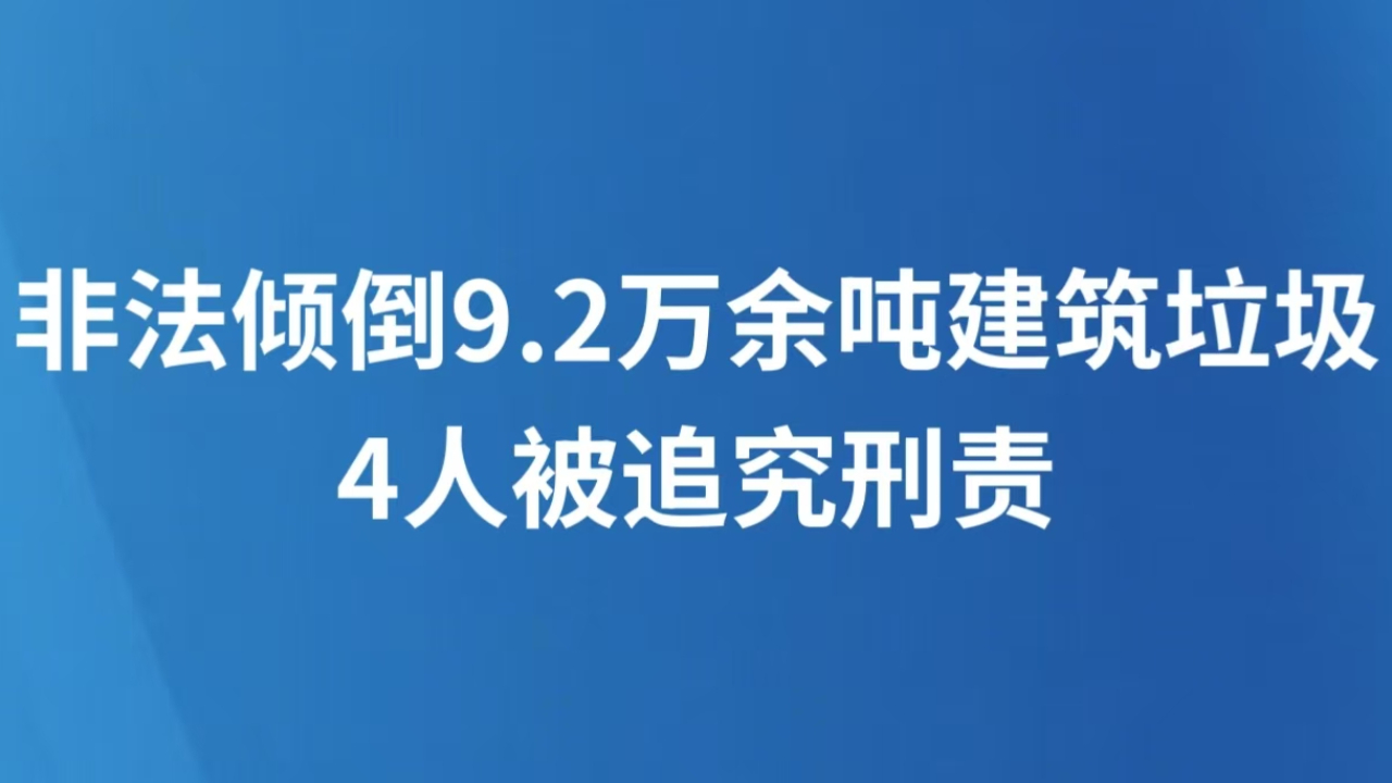 非法倾倒9.2万余吨建筑垃圾4人被追究刑责