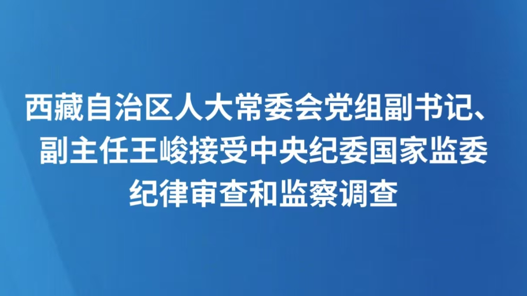 西藏自治区人大常委会党组副书记、副主任王峻接受中央纪委国家监委纪律审查和监察调查
