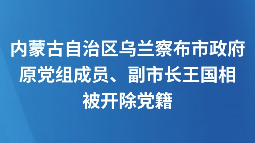 内蒙古自治区乌兰察布市政府原党组成员、副市长王国相被开除党籍