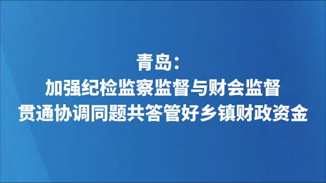 青岛：加强纪检监察监督与财会监督贯通协调同题共答管好乡镇财政资金