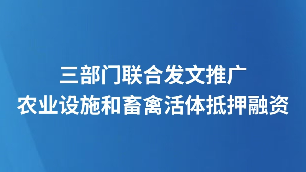 三部门联合发文推广农业设施和畜禽活体抵押融资