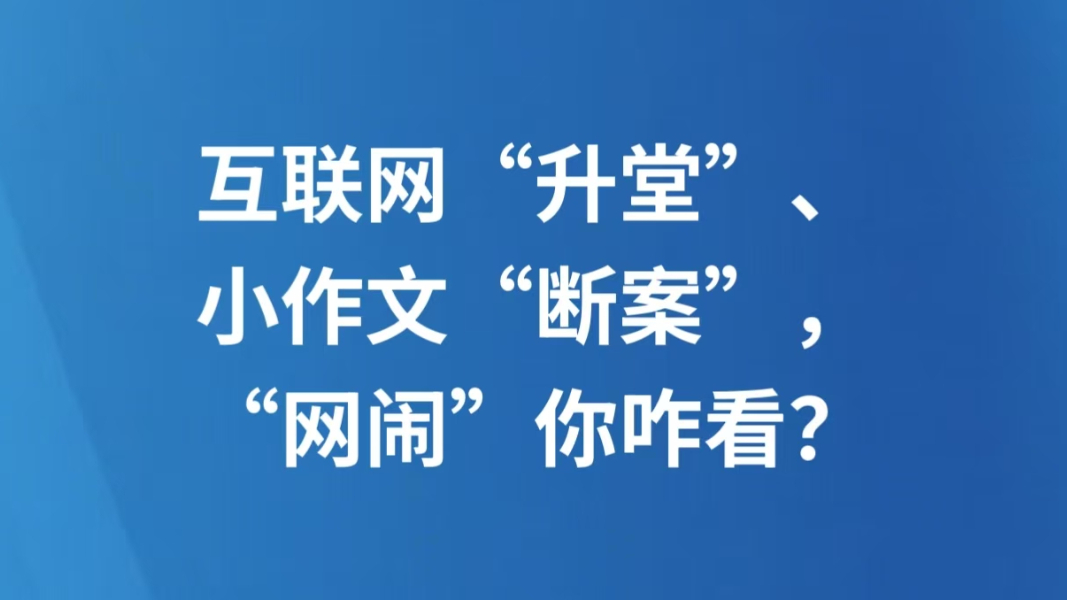 互联网“升堂”、小作文“断案”，“网闹”你咋看？