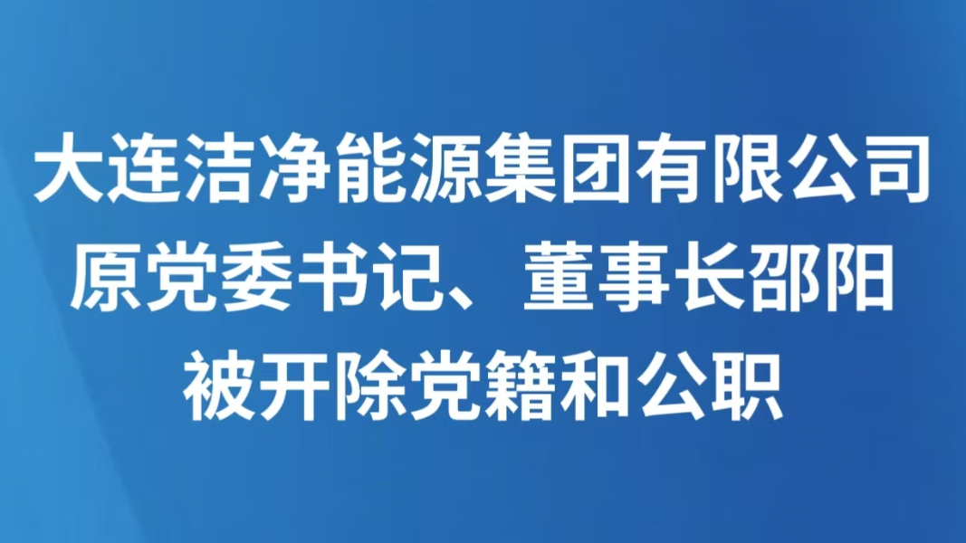 大连洁净能源集团有限公司原党委书记、董事长邵阳被开除党籍和公职