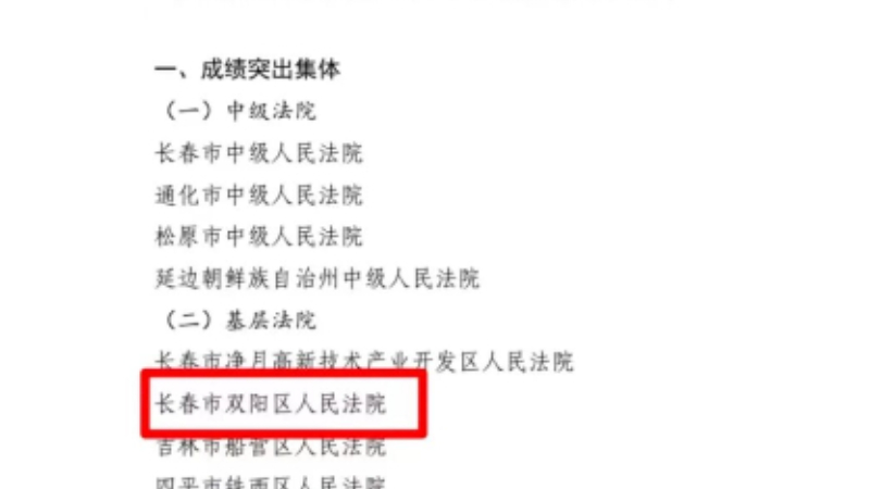 双阳法获评2025年吉林省法院司法警察工作成绩突出集体