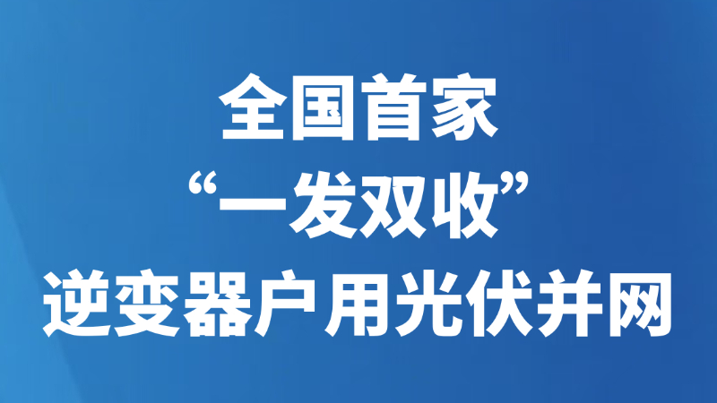 全国首家“一发双收”逆变器户用光伏并网
