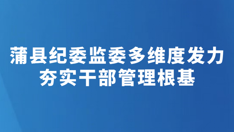 蒲县纪委监委多维度发力 夯实干部管理根基
