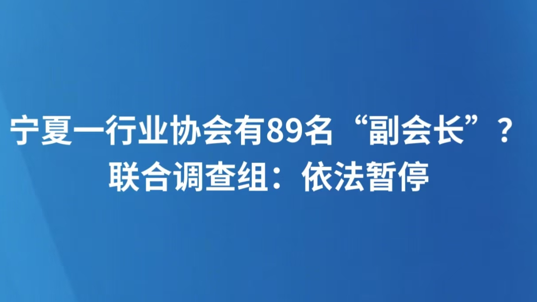 宁夏一行业协会有89名“副会长”？联合调查组：依法暂停