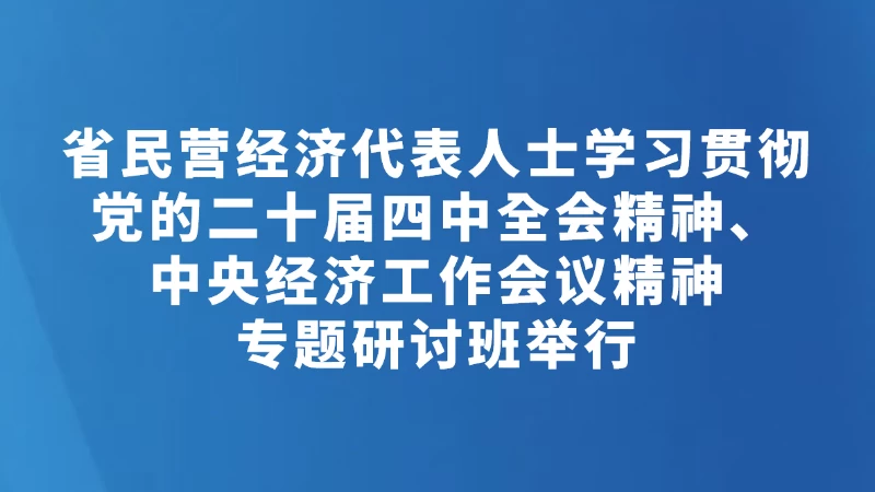 省民营经济代表人士学习贯彻党的二十届四中全会精神、中央经济工作会议精神专题研讨班举行