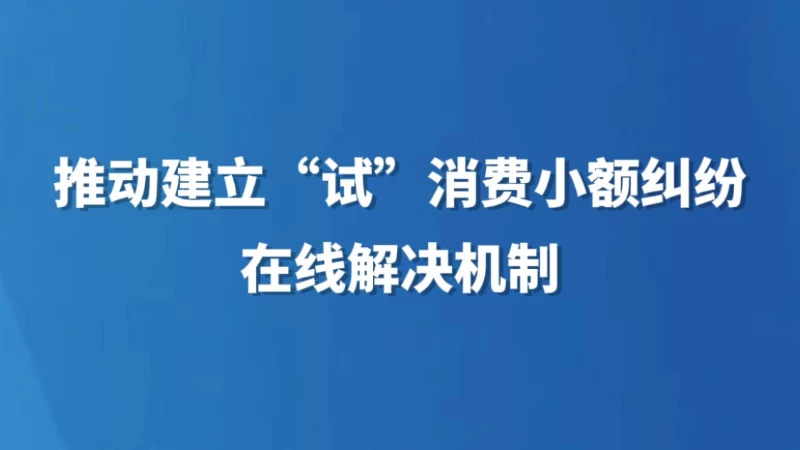 推动建立“试”消费小额纠纷在线解决机制