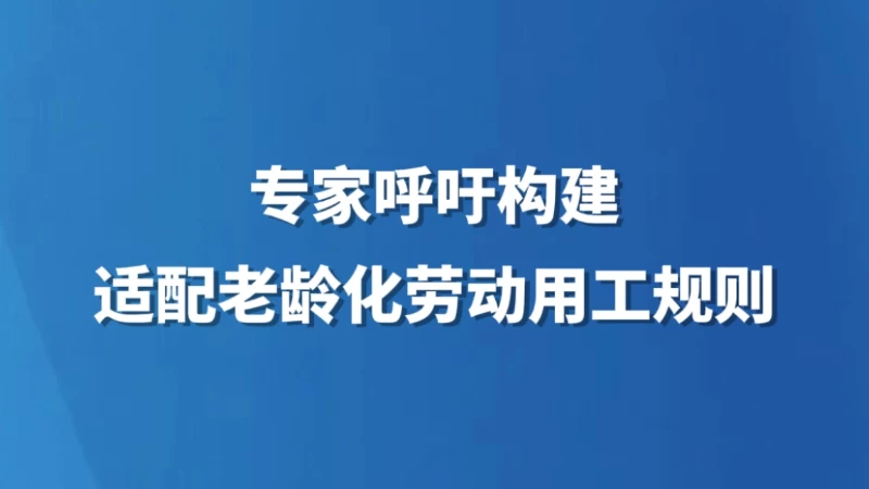 专家呼吁构建适配老龄化劳动用工规则