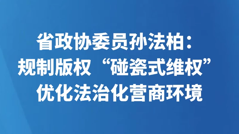省政协委员孙法柏：规制版权“碰瓷式维权”，优化法治化营商环境