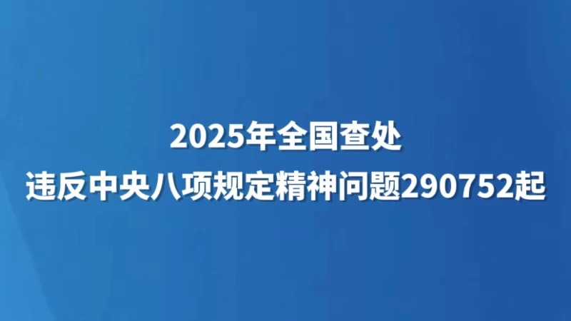 2025年全国查处违反中央八项规定精神问题290752起