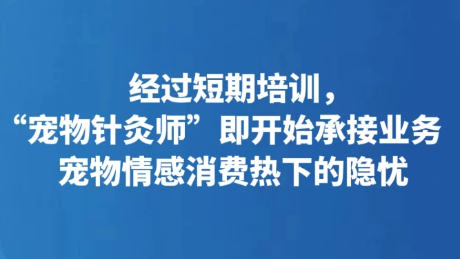 经过短期培训，“宠物针灸师”即开始承接业务