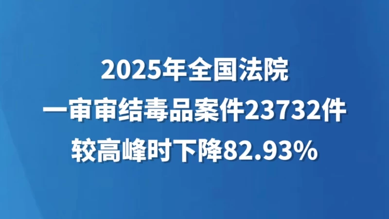 2025年全国法院一审审结毒品案件23732件 较高峰时下降82.93%