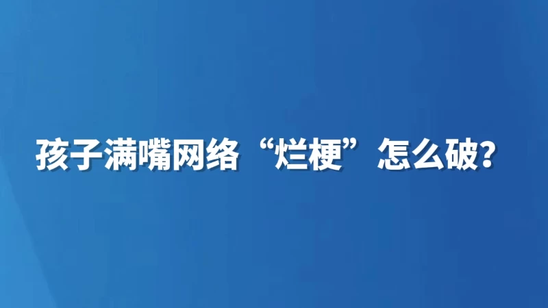 孩子满嘴网络“烂梗”怎么破？