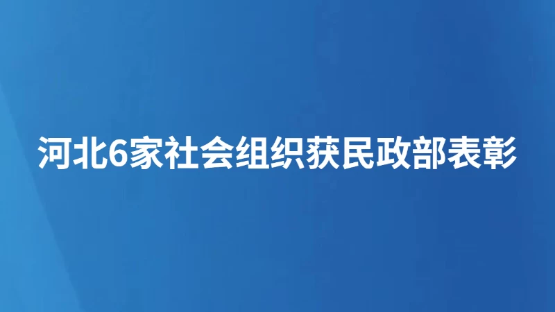 河北6家社会组织获民政部表彰