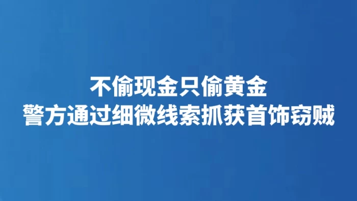 不偷现金只偷黄金 警方通过细微线索抓获首饰窃贼