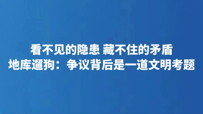 地库遛狗：争议背后是一道文明考题