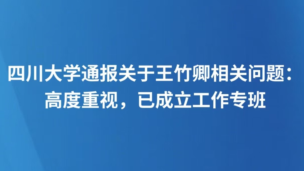 四川大学通报关于王竹卿相关问题：高度重视，已成立工作专班