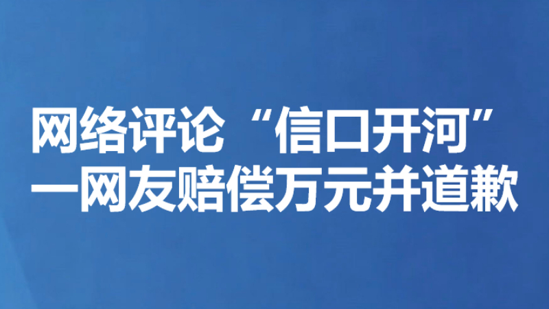 网络评论“信口开河”一网友赔偿万元并道歉