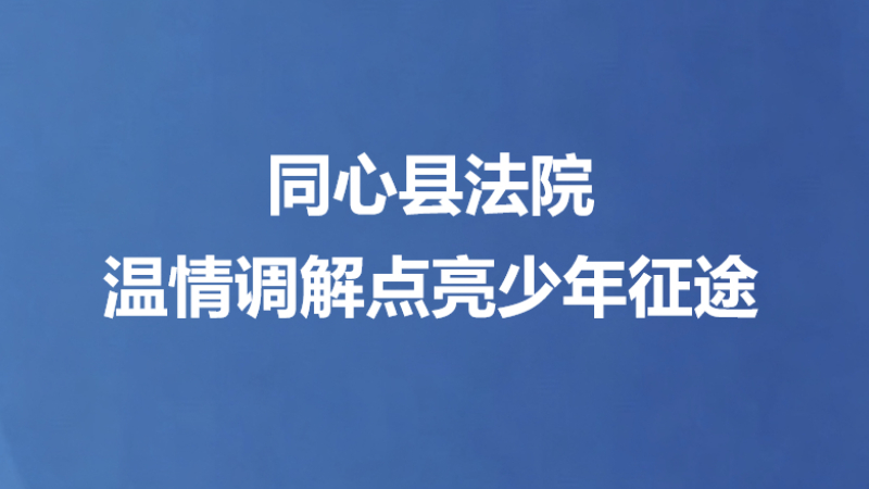 同心县法院温情调解点亮少年征途