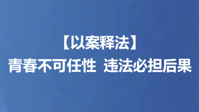 【以案释法】青春不可任性 违法必担后果