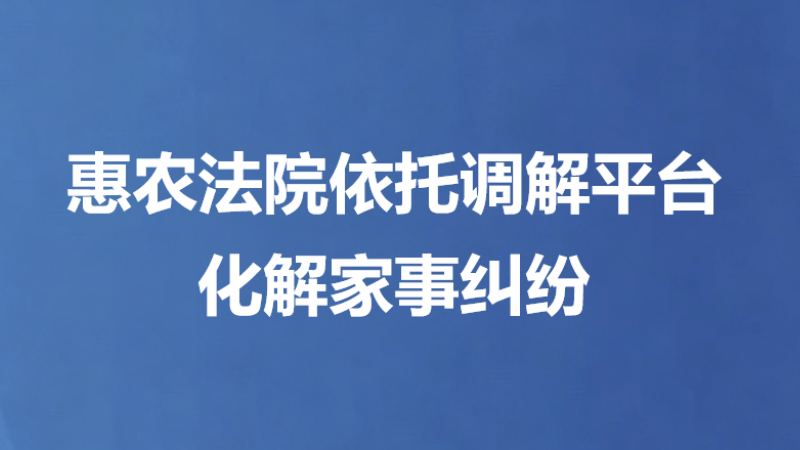 惠农法院依托调解平台化解家事纠纷