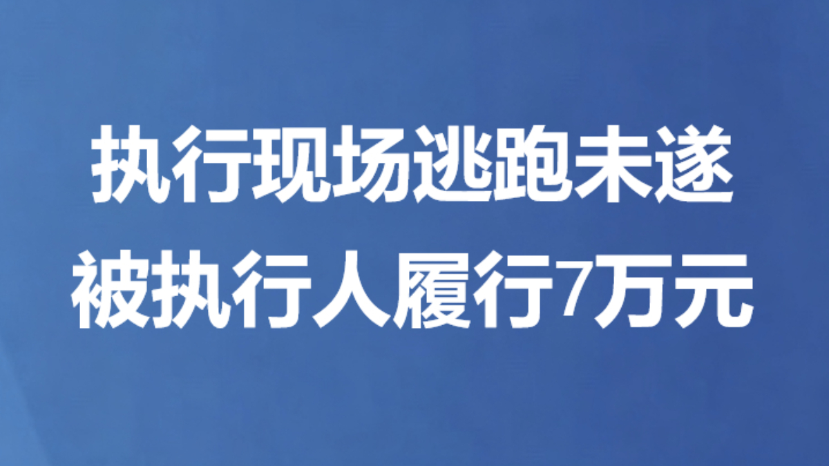 执行现场逃跑未遂，被执行人履行7万元