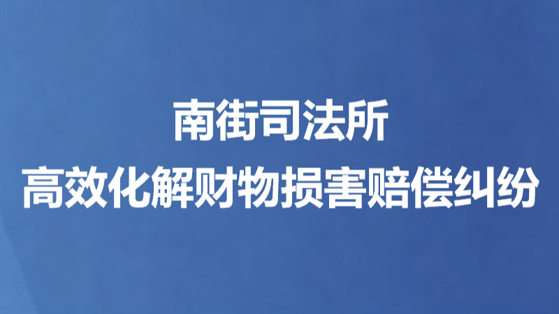 南街司法所高效化解财物损害赔偿纠纷