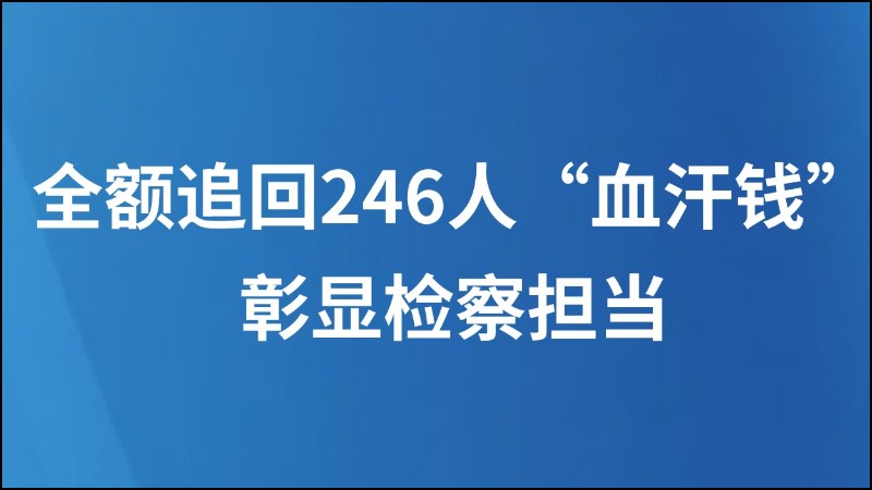 全额追回246人“血汗钱”彰显检察担当