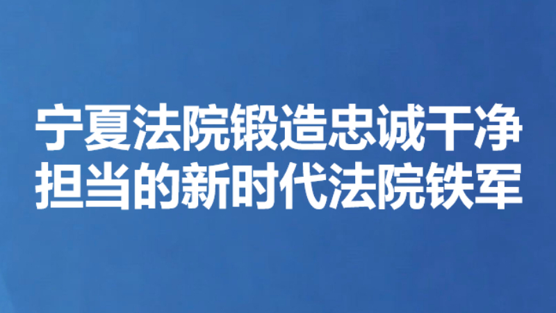 宁夏法院锻造忠诚干净 担当的新时代法院铁军