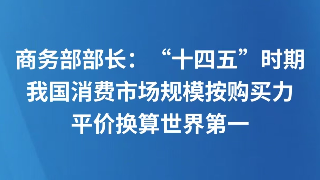 商务部部长：“十四五”时期我国消费市场规模按购买力平价换算世界第一