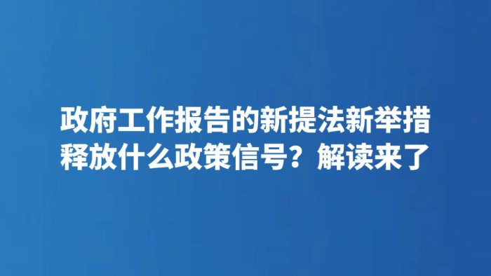 政府工作报告的新提法新举措释放什么政策信号？解读来了