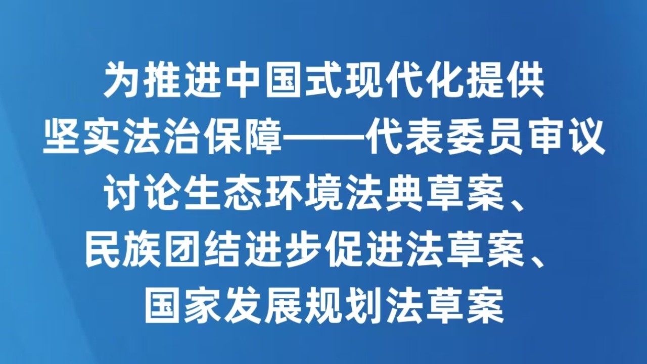为推进中国式现代化提供坚实法治保障——代表委员审议讨论生态环境法典草案、民族团结进步促进法草案、国家发展规划法草案