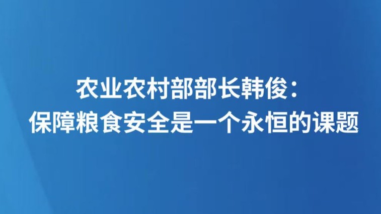 农业农村部部长韩俊：保障粮食安全是一个永恒的课题