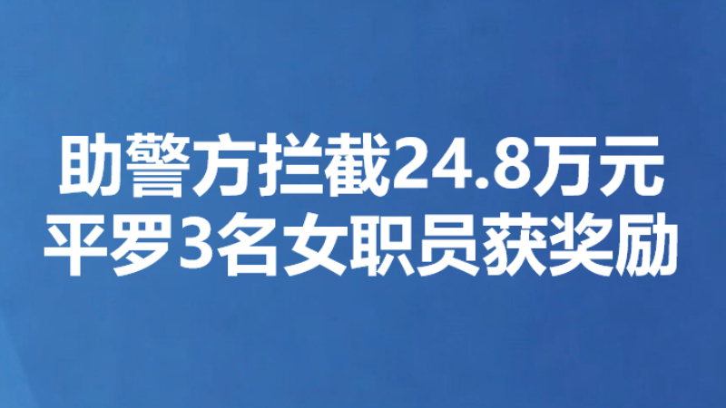 助警方拦截24.8万元 平罗3名女职员获奖励