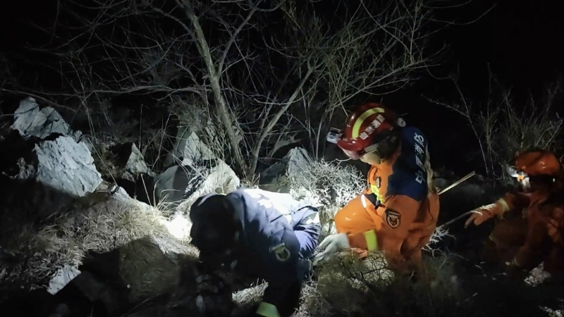 母子登山迷路被困 淄博消防紧急救援脱险